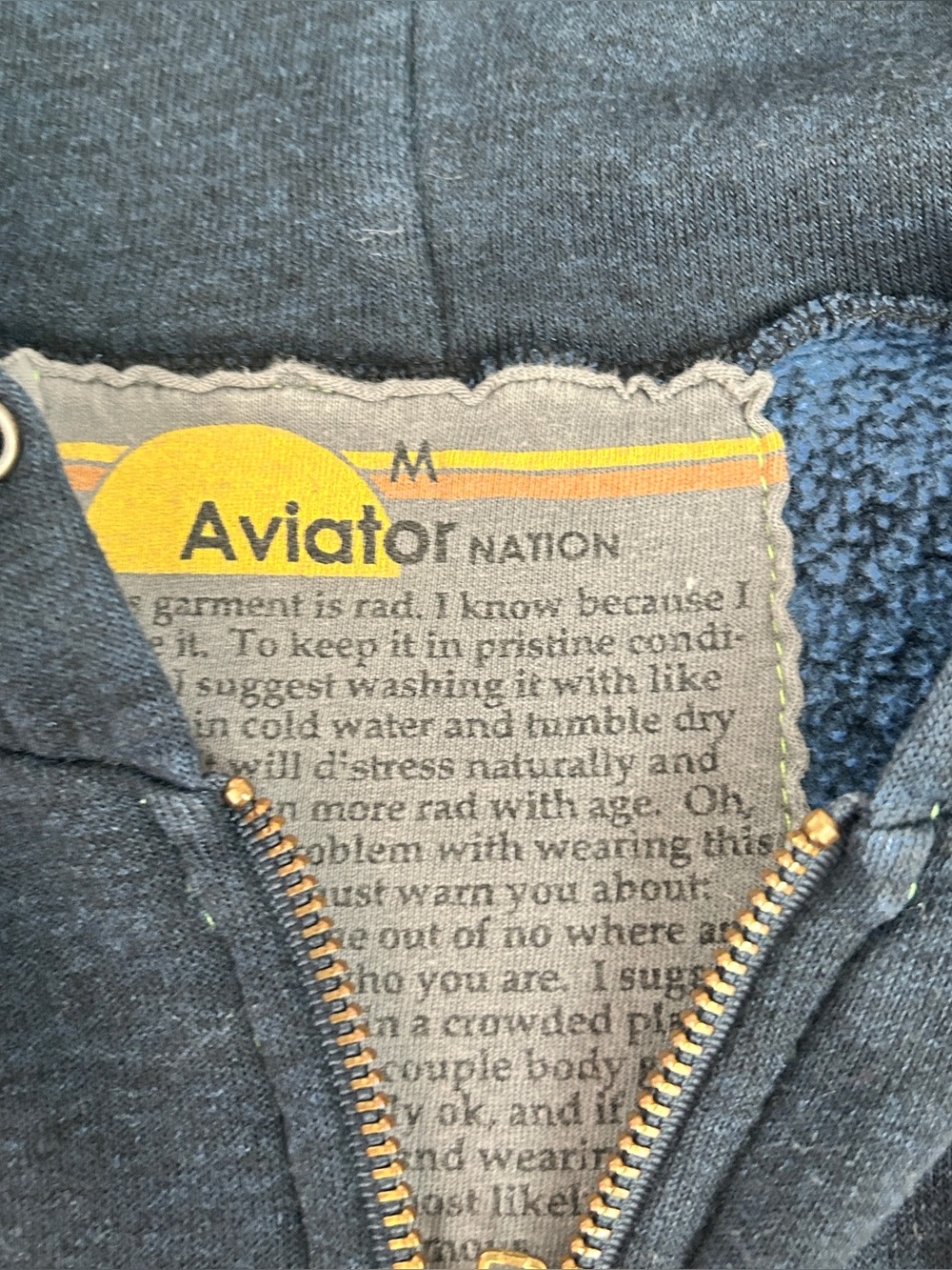 Aviator Nation essential zip hoodie blue ombre smile M - Picture 4 of 8